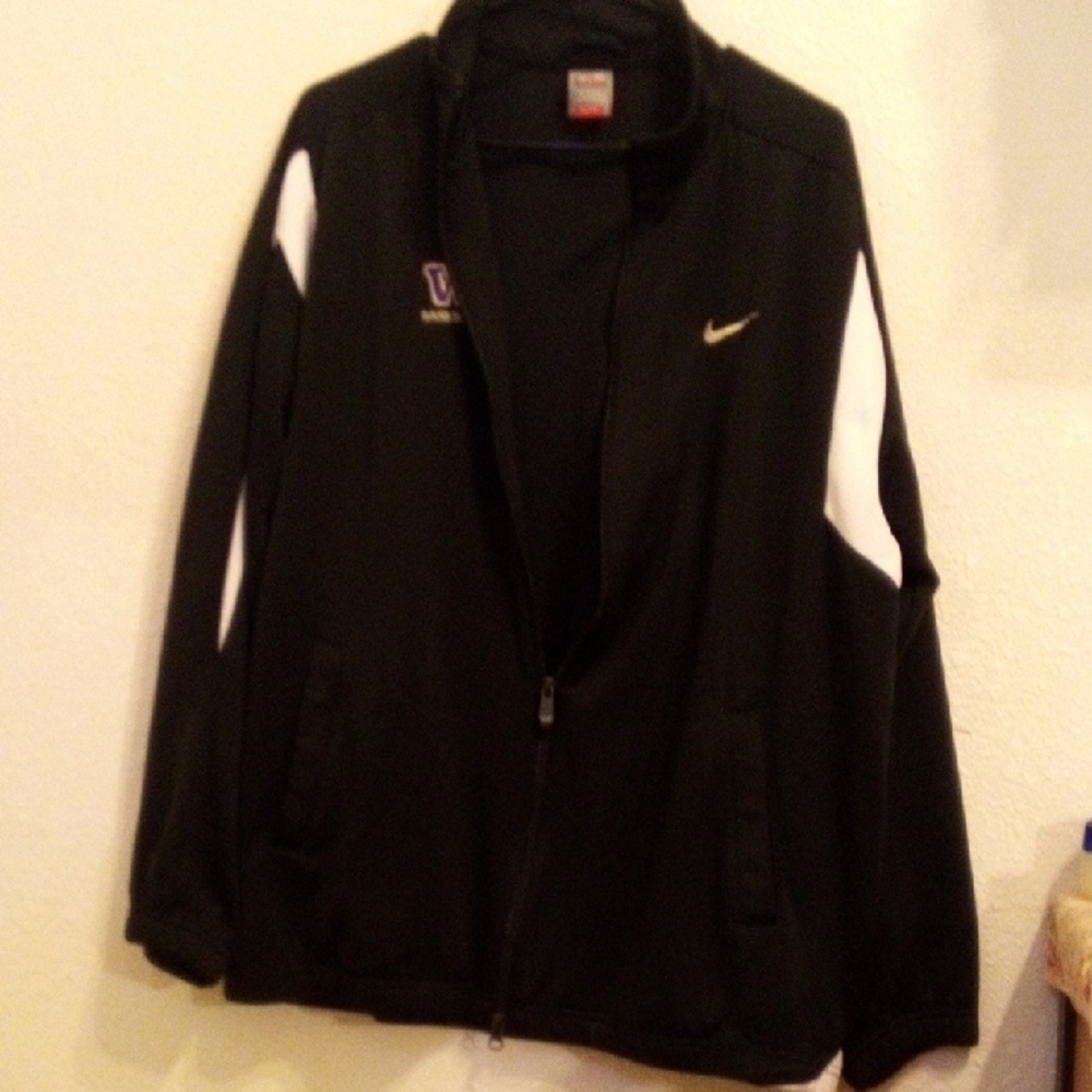 Nike Men's Black and White Bomber Jacket
